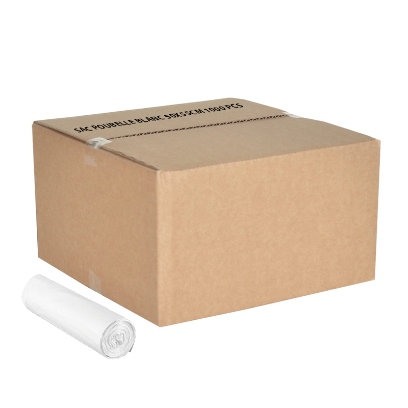 Sac poubelle Blanc 50x55 cm 15 µ - 50 sacs/Rlx - Servi-Clean